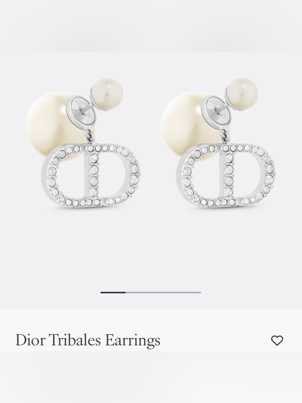 Dior Pearl Drop Earring with Crystal CD Logo - only one